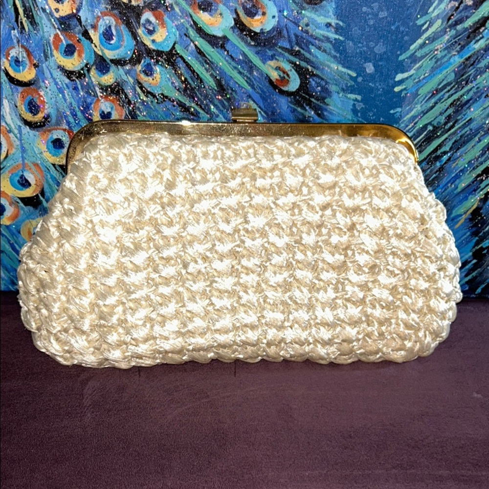 Vintage Elegant Cream Clutch Bag